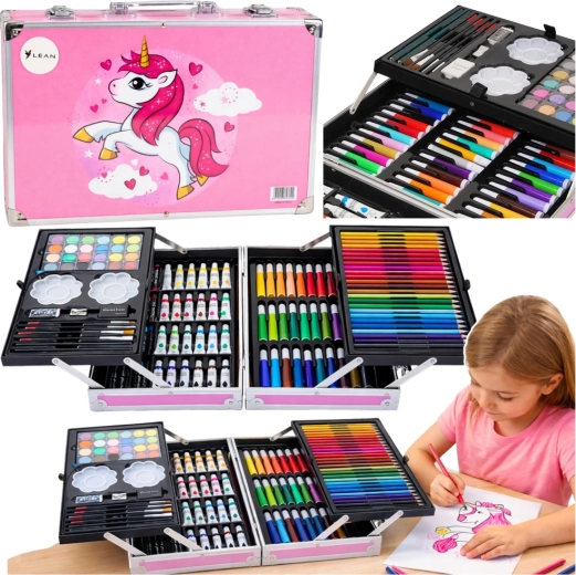 Pink Art Set in Unicorn Case – 150 Pieces