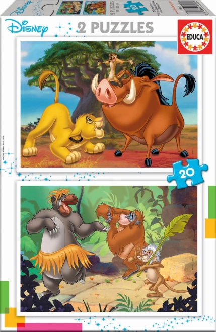 The Lion King & The Jungle Book Puzzle 2x20 pieces