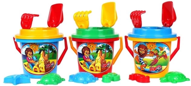 Kids' sand play set with bucket, sieve and molds (3 variants)