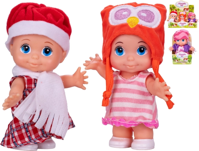 Baby doll with hard body 13 cm, various hats