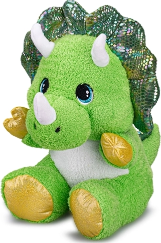 Plush Sitting Triceratops, Green, 16.5 cm
