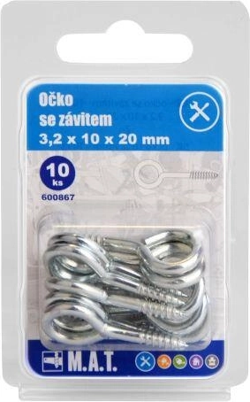 Gesloten oog met schroefdraad 20 × 10 × 3,2 mm, verzinkt (10 stuks)