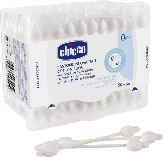 Chicco bâtonnets ouatés à forme anatomique, 100 % coton, 90 pcs