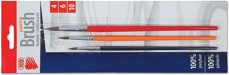 Set of Round Brushes ICO 4/6/10 – Colored Wooden Handles