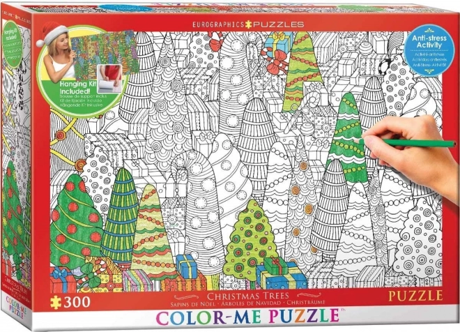 Eurographics Color Me Puzzle Christmas Trees 300 pieces with hanging kit