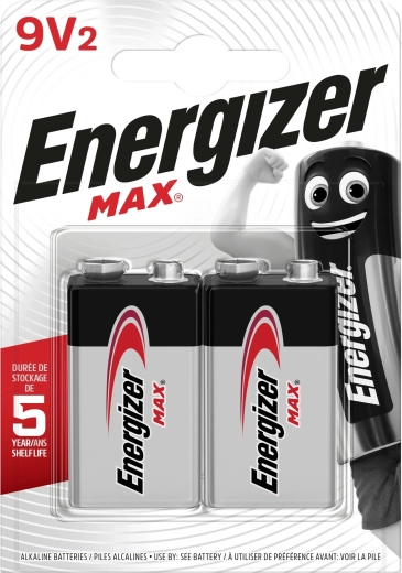Energizer Max pile alcaline 9V, 2 pcs