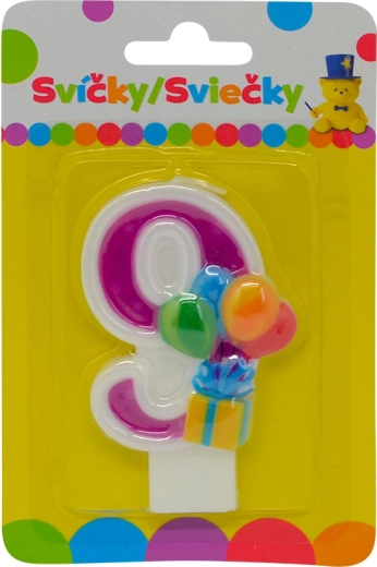 Verjaardagskaars met ballonnen cijfer 9