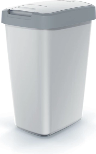 Compacta Q Flap Trash Can 12 L, ash gray with light gray lid