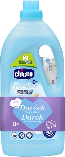 Chicco Fabric Softener Baby Sensitive Sweet Powder 1.5 l (60 washes) + wet wipes 72 pcs