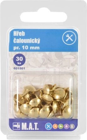 Brass upholstery tacks, 10 mm diameter, 30 pcs