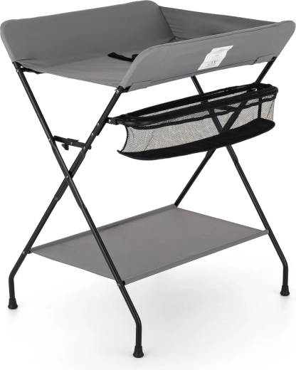 Feedo Grey Changing Table – foldable with storage compartments