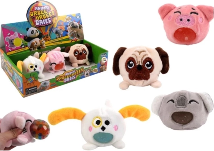Squeeze plush animal stress toy with a gel bubble