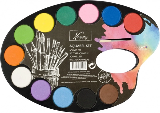 Painting palette with watercolors
