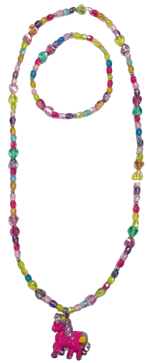 Jewelry set with pink pony pendant