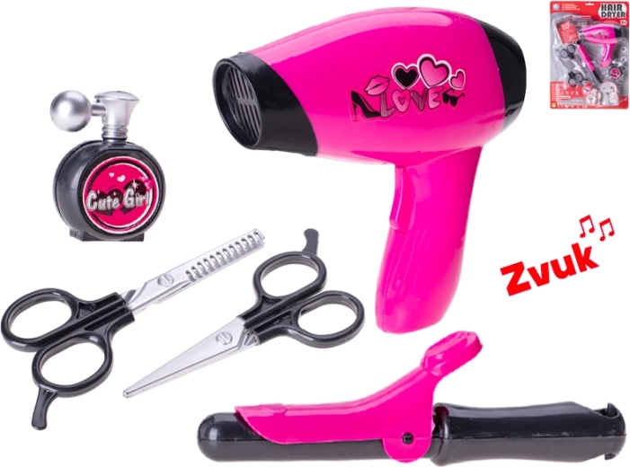 Set de coiffure avec sèche-cheveux à piles et accessoires pour enfants