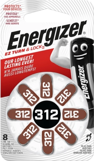Energizer 312 Knopfzellen für Hörgeräte, 8 Stk.