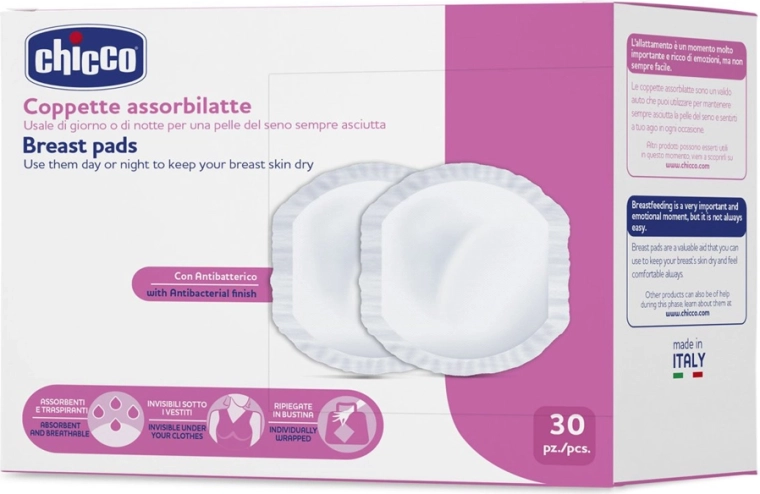 Chicco coussinets d’allaitement antibactériens 30 pcs