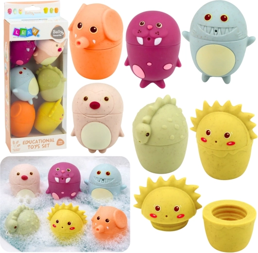 Ensemble de jouets de bain sensoriels – figurines d’animaux en caoutchouc souple, 6 pcs