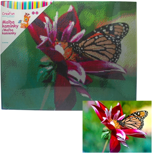 Diamantschilderen – vlinder en bloem 40 × 50 cm