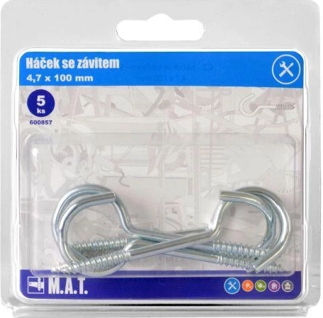 Crochet à vis Zn 100 × 4,7 mm, lot de 5 pcs