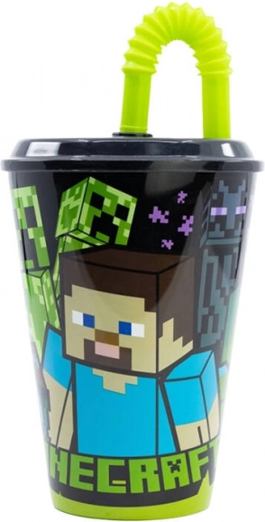 Children’s water cup with straw STOR 40430 430 ml Minecraft (black)