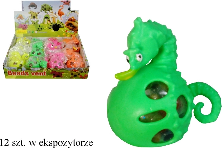 Anti-stress squeeze toy seahorse with beads