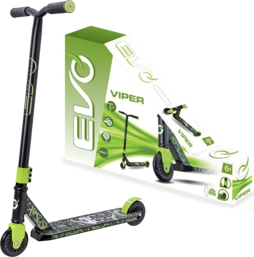 EVO Viper kids’ city scooter, black‑green, 6+