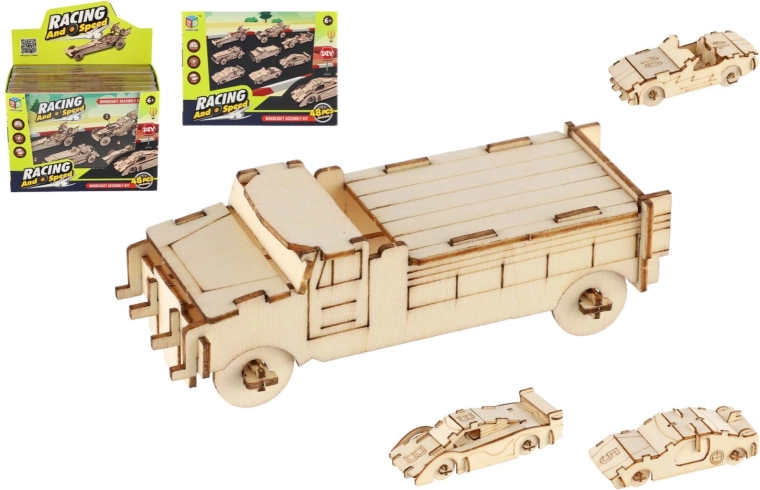 Wooden 3D Puzzle – Racing Car, Set of 4