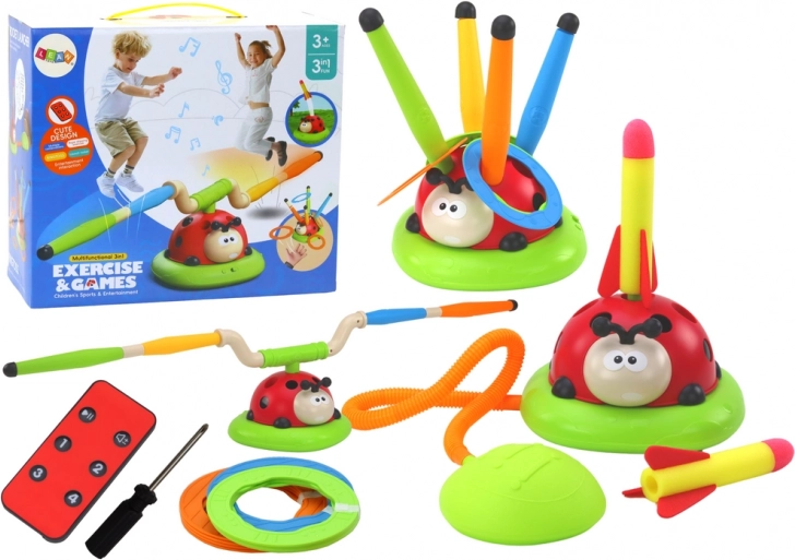 Biedronka 3-in-1 Sportspielzeug - Hüpfseil, Zielwurf, Raketenwerfer