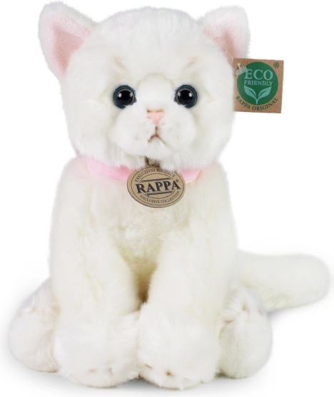 Rappa Plush White Cat with Pink Collar