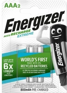 Energizer Extreme AAA piles rechargeables 800 mAh, 2 pcs