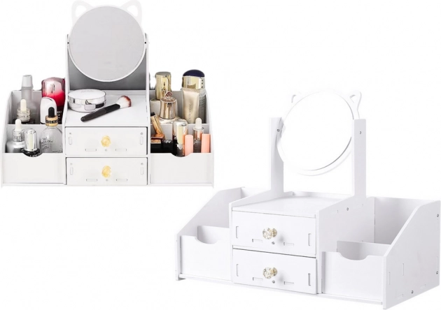 Children's Cosmetic Vanity with Ears and Drawers - White