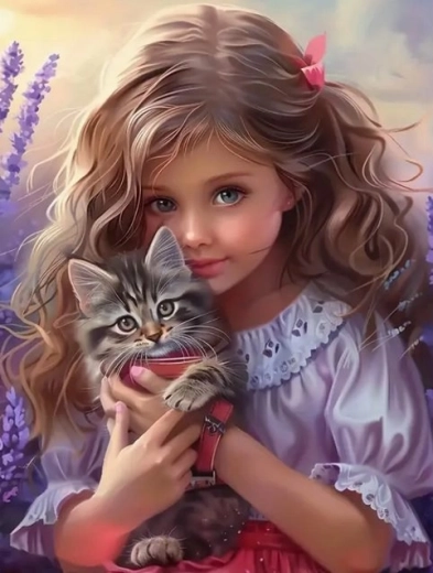 Diamant schilderen Norimpex – meisje met kat 30 × 40 cm