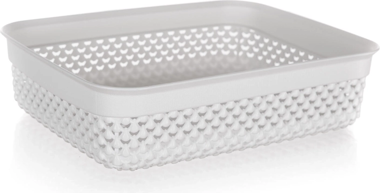 Plastic rattan-look basket white 2.2 l 24.5 × 19.5 × 6 cm