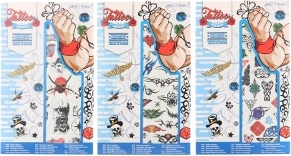 Temporary tattoos for boys, set of 36 pcs