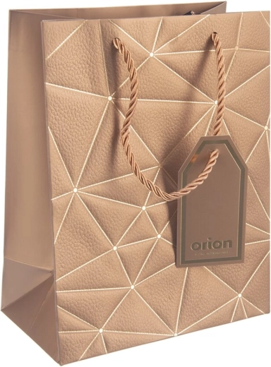 Cadeaupapieren tas met gouden ruitmotief 18 × 10 × 23 cm