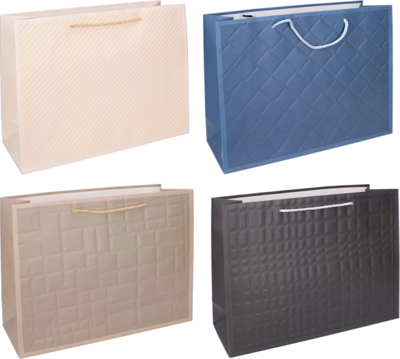 Cadeautas L 32 × 38 × 12 cm – elegant reliëfdesign, mix van kleuren