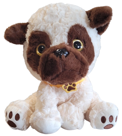 Pluchen zittend hondje met halsband 30 cm