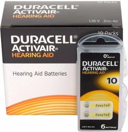 Hörgerätebatterien DURACELL Activair 10, 6 Stk.