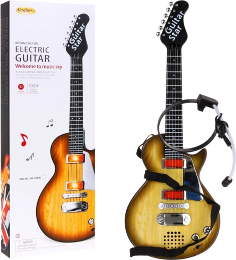 Kids' electric guitar with headphones and microphone – Wood