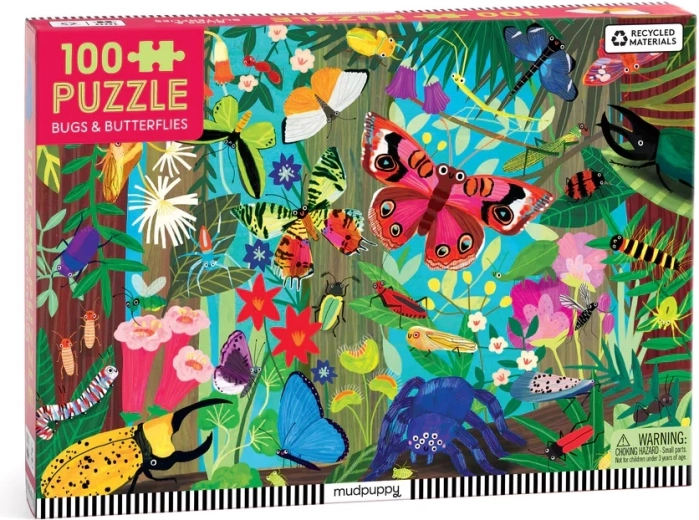 Puzzle Mudpuppy Papillons et insectes 100 pièces