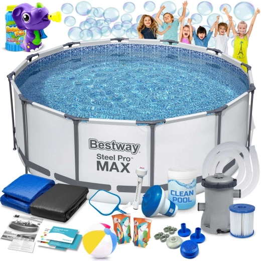 Tuinframezwembad BESTWAY 427 × 84 cm met 17-in-1 set + gratis bubbelset