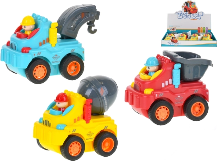Petite voiture de chantier à friction 8 cm, 3 modèles