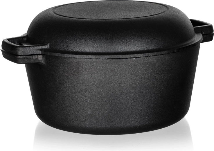 Gusseisentopf mit Deckel Excellent 4,8 l + 1,8 l Deckel, schwarz