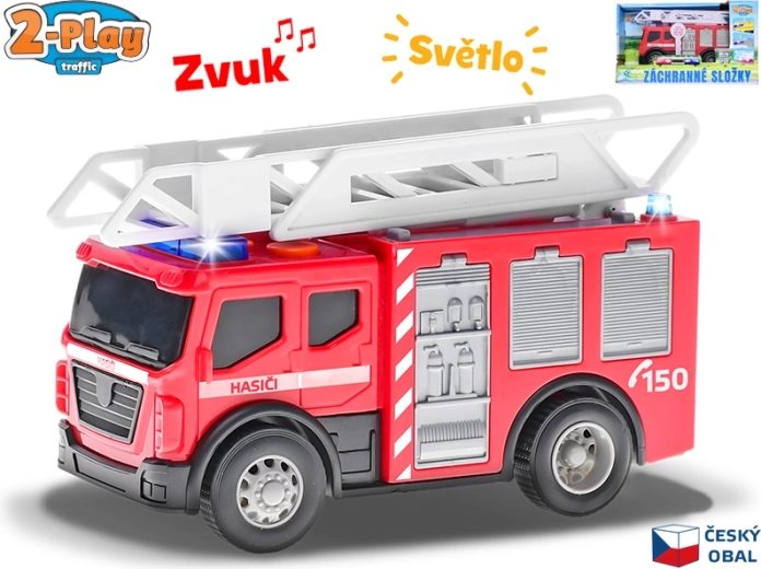 2-Play brandweer – transportauto met licht en geluid 14 cm