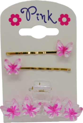 Set d’accessoires pour cheveux Papillon – 2 barrettes et 1 pince