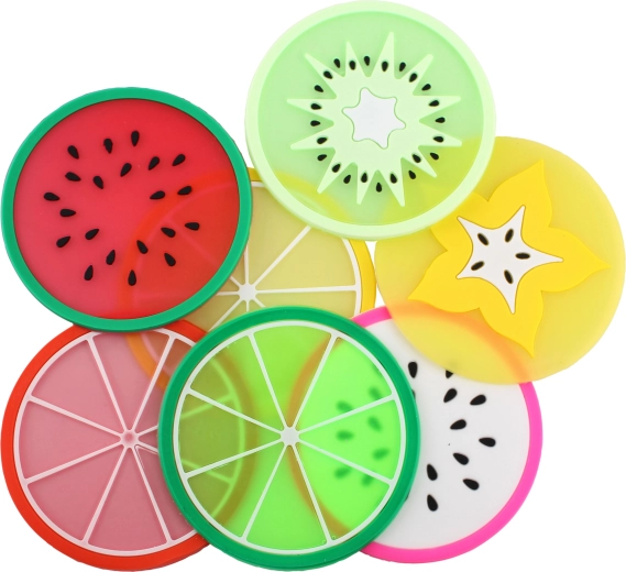 Onderzetter met fruitmotief 8,5 × 8,5 cm PVC