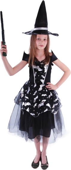 Children's Witch Costume with Bat Motifs