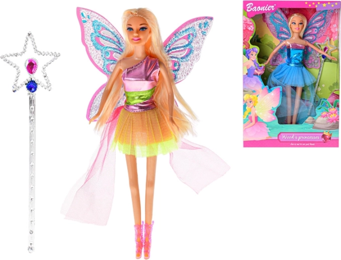Fairy doll with wings and magic wand, articulated 29 cm