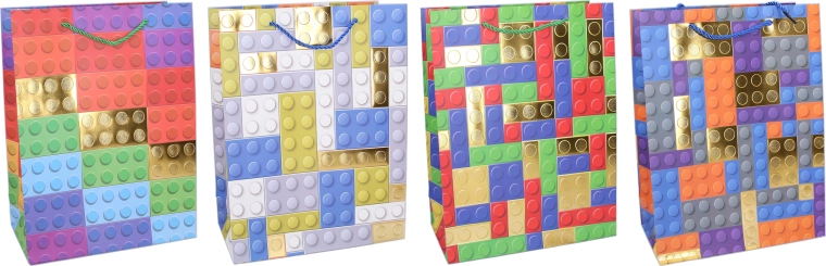 Sac cadeau en papier S 18 × 24 × 8,5 cm – motif enfant blocs de construction